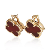 Van Cleef & Arpels Yellow Gold Carnelian Vintage Alhambra Earrings 2
