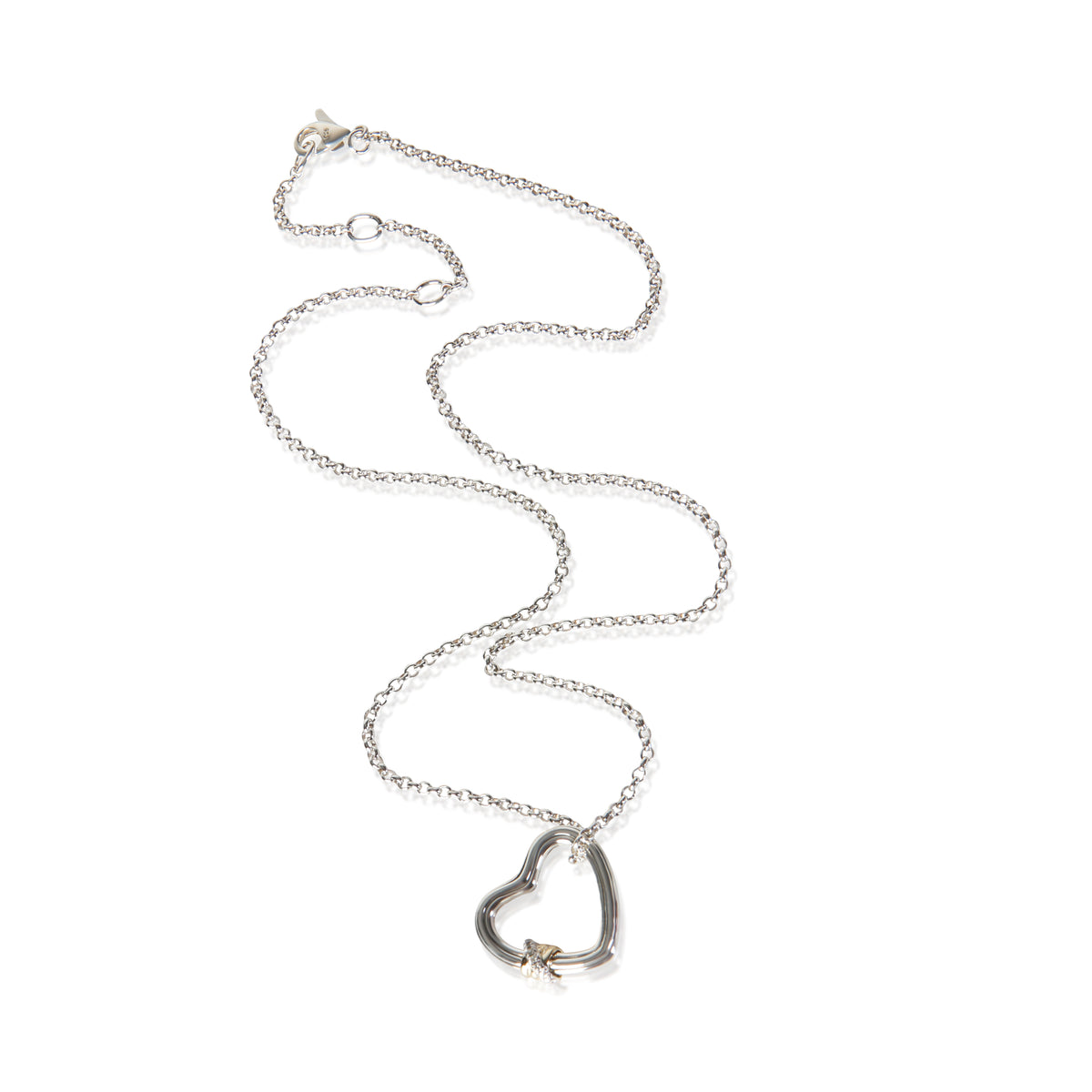 John Hardy Yellow Gold & Sterling Silver Diamond Bamboo Heart Pendant 3