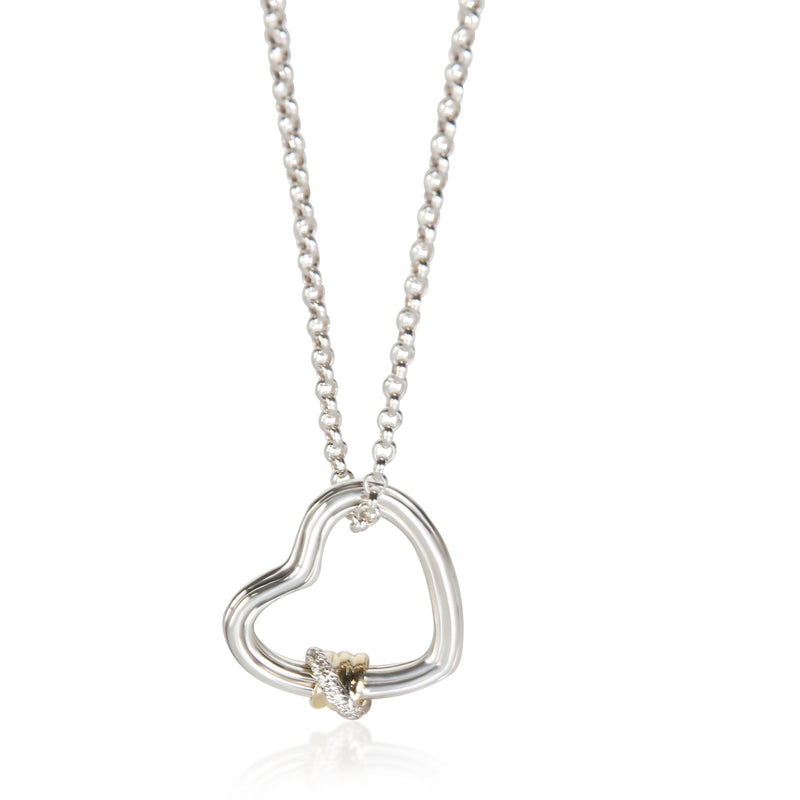 John Hardy Yellow Gold & Sterling Silver Diamond Bamboo Heart Pendant fv