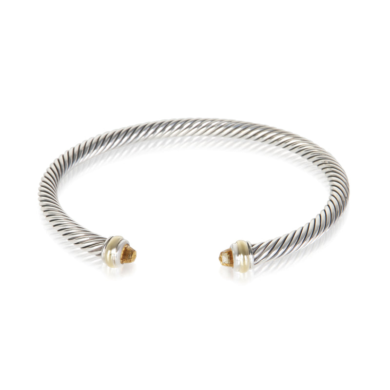 David Yurman Yellow Gold & Sterling Silver Citrine Cable Classic Bracelet fv