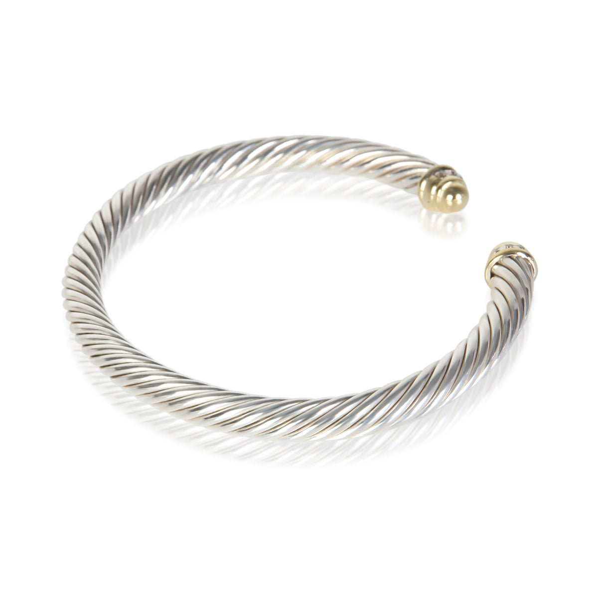 David Yurman Yellow Gold & Sterling Silver Diamond Cable Classic Bracelet 2