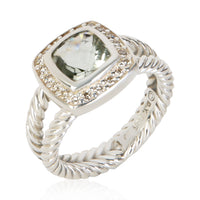 David Yurman Sterling Silver Prasiolite and Diamond Petite Albion Ring 4