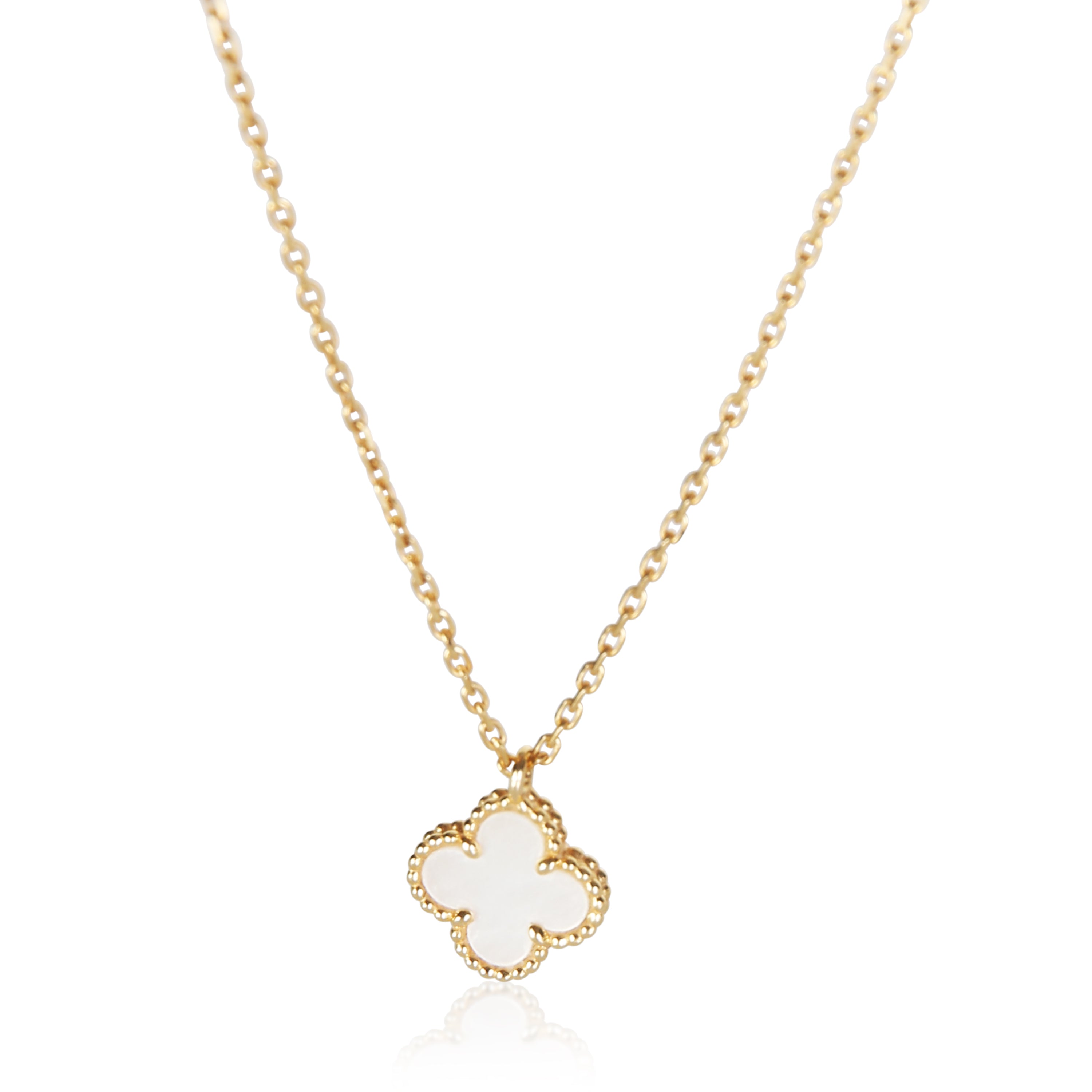 Van Cleef & Arpels Yellow Gold Mother Of Pearl Sweet Alhambra Pendant fv