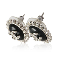 Chanel 2022 Oval Leather & Strass CC Earrings 2