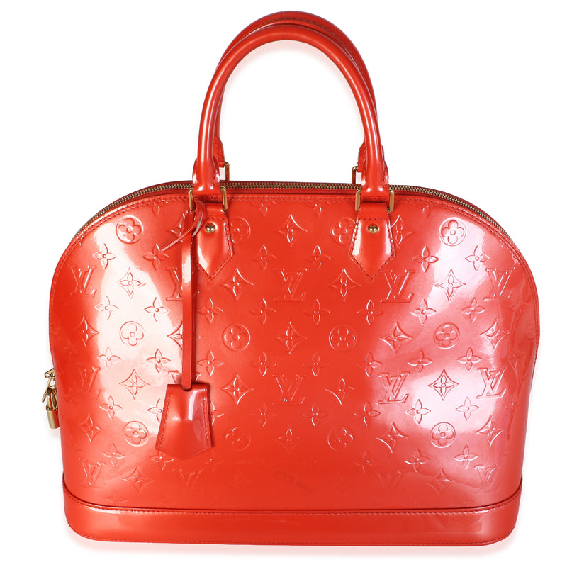 Louis Vuitton Orange Sunset Monogram Vernis Alma GM Handbag fv