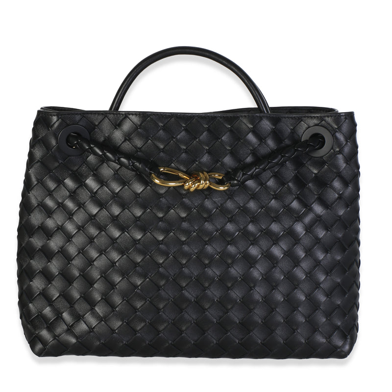 Bottega Veneta Black Nappa Intrecciato Medium Andiamo Bag Handbag fv