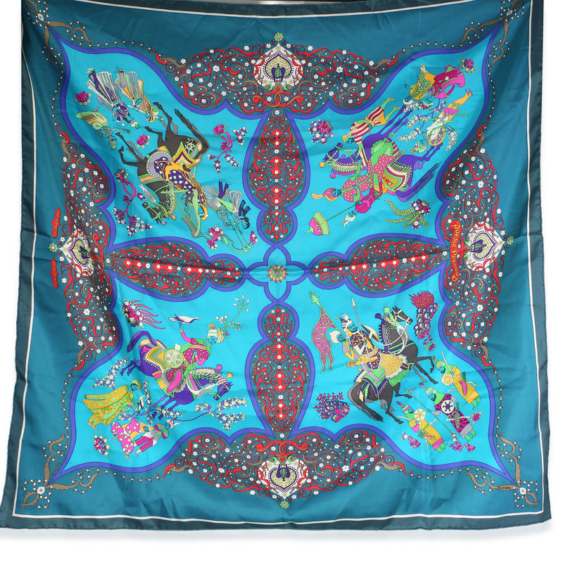 Hermès Blue Multicolor Poesie Persane Silk Scarf 90 id