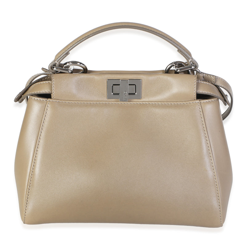 Fendi Tortora Nappa Mini Peekaboo Iconic Satchel Handbag fv