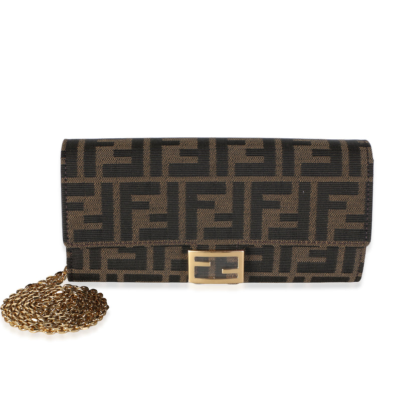 Fendi Brown FF Jacquard Canvas Baguette Wallet On Chain Handbag id