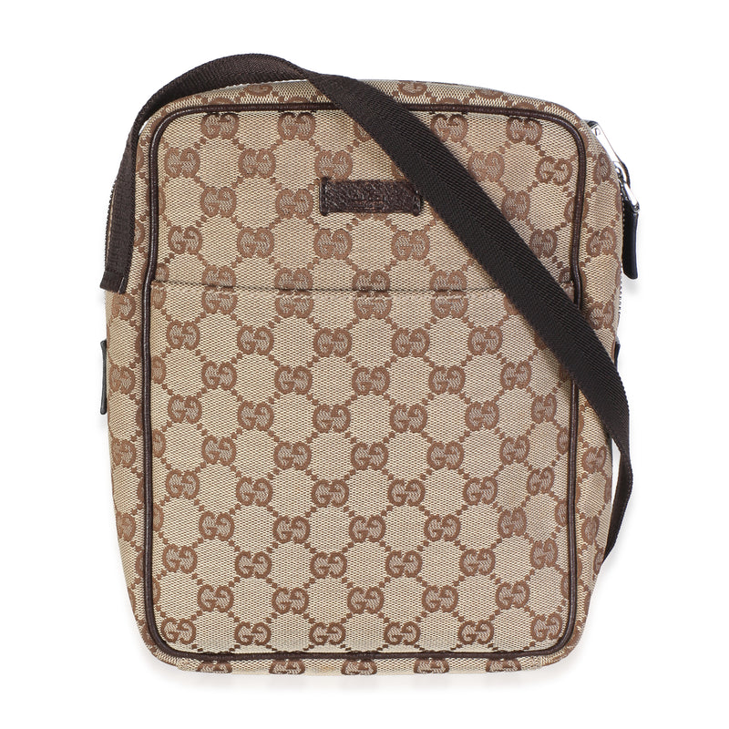 Gucci Beige GG Canvas Front Pocket Crossbody Messenger Bag Handbag fv