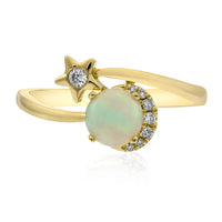 myGemma Yellow Gold Opal and Diamond Star Bypass Ring fv