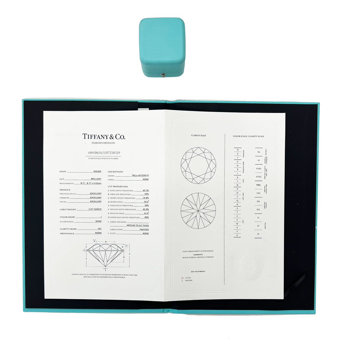 Tiffany & Co. 2.57 ct Round Brilliant Diamond Pave Solitaire Engagement Ring box