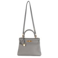 Hermès Etain Clemence Retourne Kelly 28 GHW Handbag pv