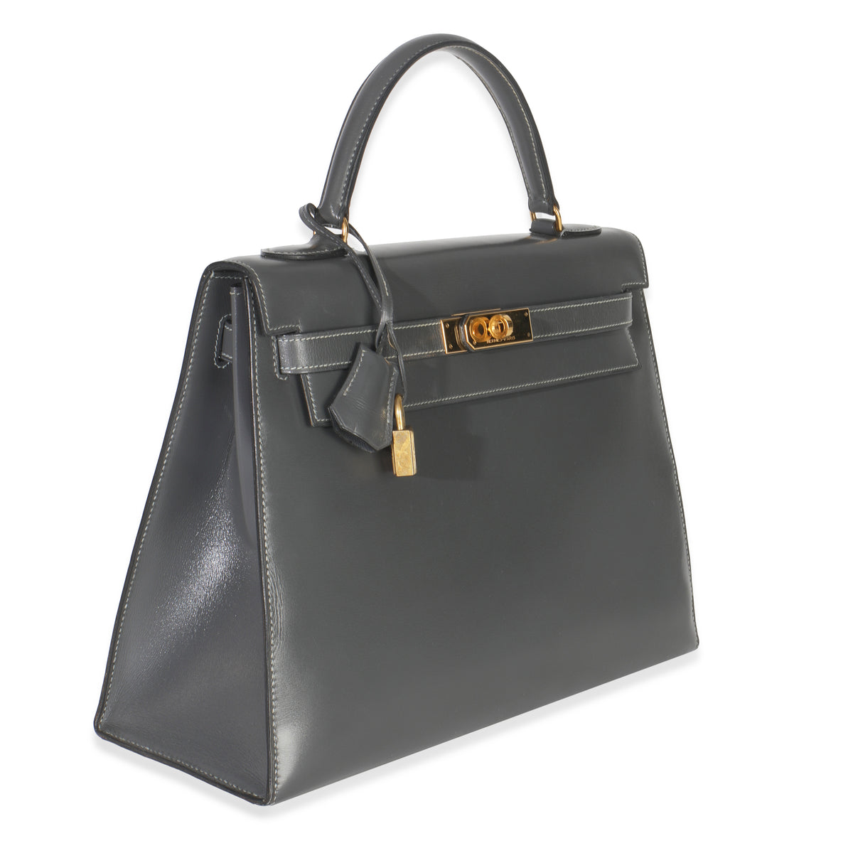 Hermès Ardoise Box Sellier Kelly 32 GHW Handbag pv