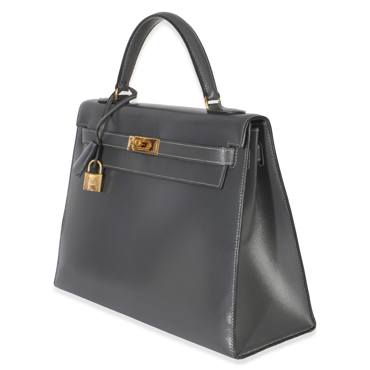 Hermès Ardoise Box Sellier Kelly 32 GHW Handbag sv