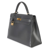 Hermès Ardoise Box Sellier Kelly 32 GHW Handbag sv