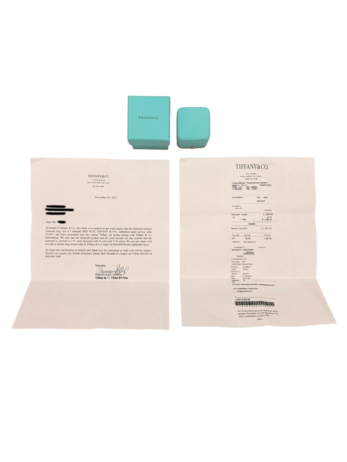 Tiffany & Co. 1.91 ct Round Brilliant Diamond Engagement Ring box