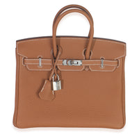 Hermès Gold Togo Birkin 25 PHW Handbag fv