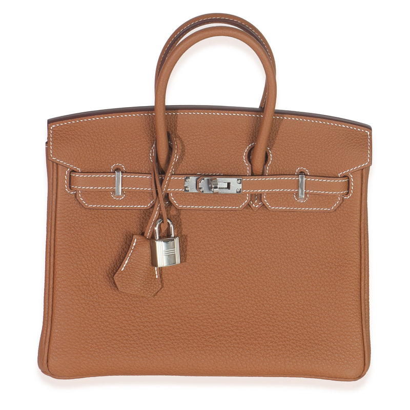 Hermès Gold Togo Birkin 25 PHW Handbag fv