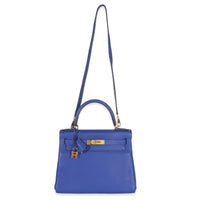 Hermès Bleu Electrique Togo Retourne Kelly 28 GHW Handbag ad2