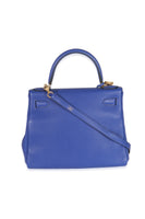 Hermès Bleu Electrique Togo Retourne Kelly 28 GHW Handbag stamp
