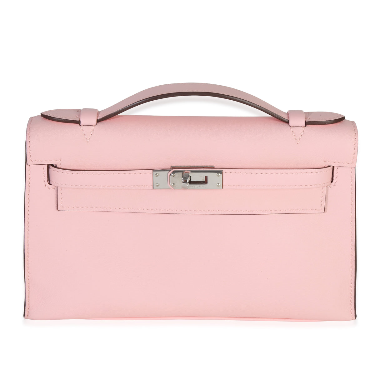 Hermès Rose Sakura Swift Kelly Pochette PHW Handbag fv