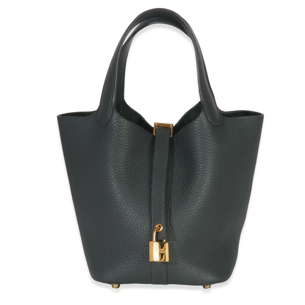 Hermès Vert Fonce Clemence Picotin Lock 18 GHW Handbag fv