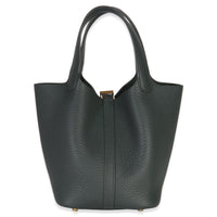 Hermès Vert Fonce Clemence Picotin Lock 18 GHW Handbag pv