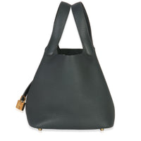 Hermès Vert Fonce Clemence Picotin Lock 18 GHW Handbag sv