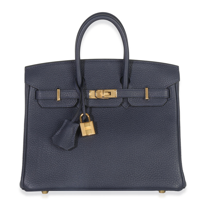 Hermès Bleu Nuit Togo Birkin 25 GHW Handbag fv