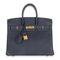Hermès Bleu Nuit Togo Birkin 25 GHW Handbag fv