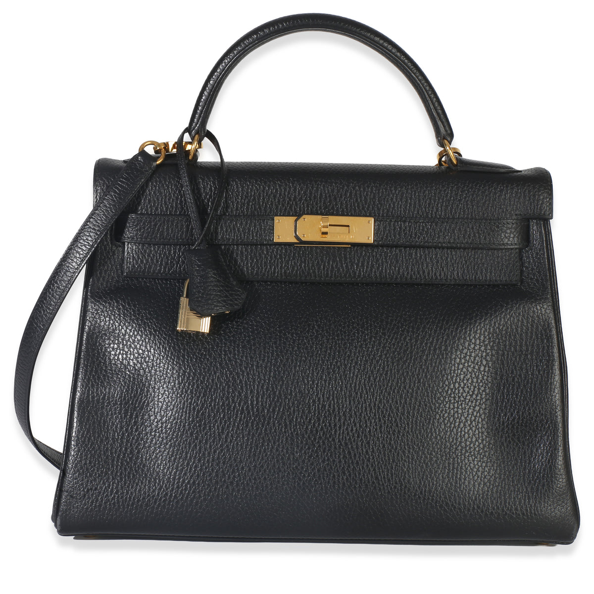 Hermès Vintage Black Ardennes Kelly 32 GHW Handbag fv