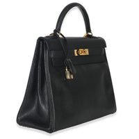Hermès Vintage Black Ardennes Kelly 32 GHW Handbag pv
