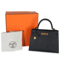 Hermès Black Epsom Kelly Sellier 28 GHW Handbag ad1