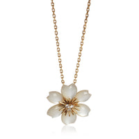 Van Cleef & Arpels Yellow Gold Mother Of Pearl & Diamond Mini Model Rose de Noel fv