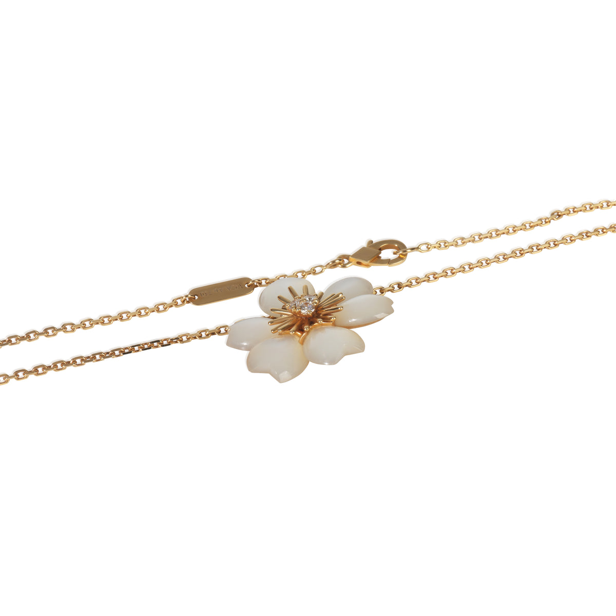 Van Cleef & Arpels Yellow Gold Mother Of Pearl & Diamond Mini Model Rose de Noel sv