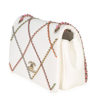 Chanel White Lambskin Multicolor Chain Intertwined Small Flap Bag Handbag sv