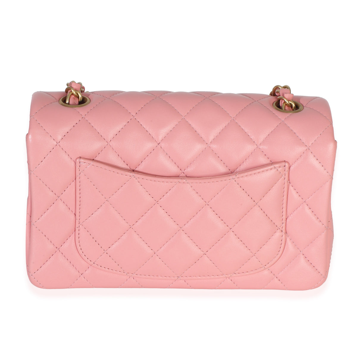Chanel Pink Quilted Lambskin Mini Rectangular Flap Bag Handbag bv
