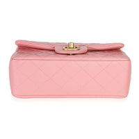 Chanel Pink Quilted Lambskin Mini Rectangular Flap Bag Handbag stamp