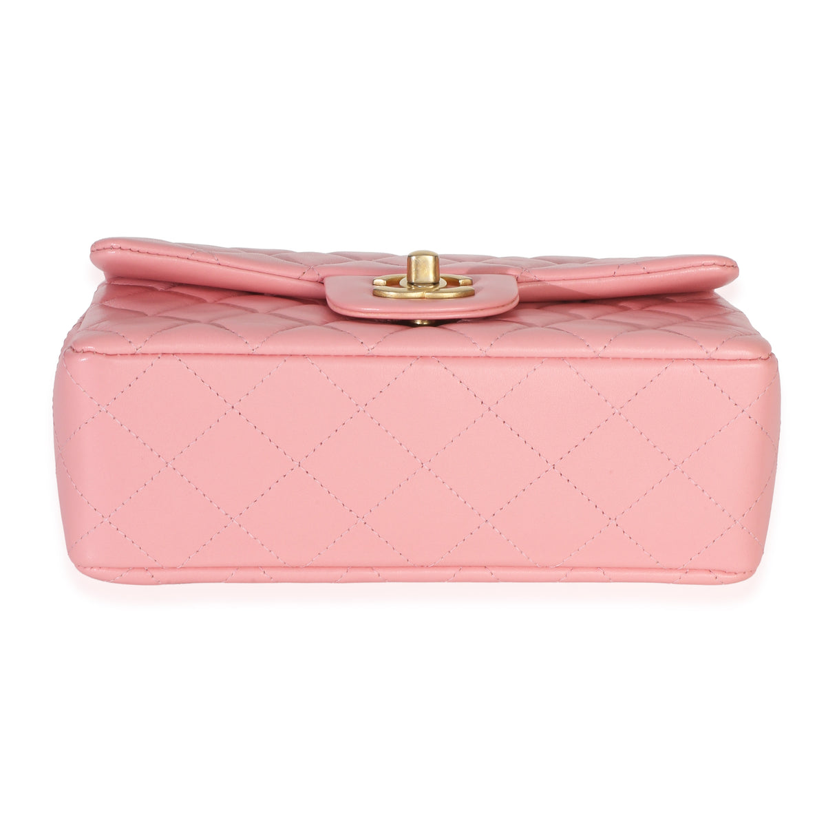 Chanel Pink Quilted Lambskin Mini Rectangular Flap Bag Handbag stamp