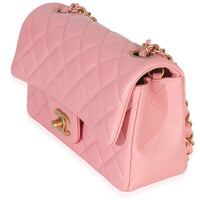 Chanel Pink Quilted Lambskin Mini Rectangular Flap Bag Handbag sv