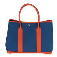 Hermès Bleu Outremer Capucine Toile Officier Vache Country Garden Party 36 PHW Handbag bv