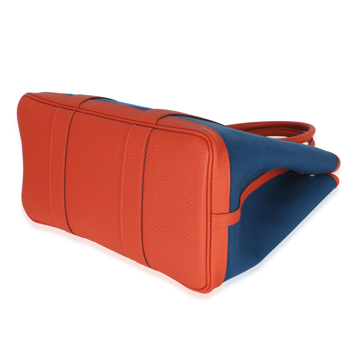 Hermès Bleu Outremer Capucine Toile Officier Vache Country Garden Party 36 PHW Handbag clasp