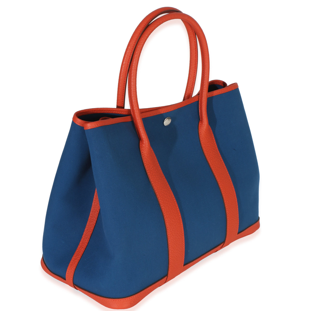 Hermès Bleu Outremer Capucine Toile Officier Vache Country Garden Party 36 PHW Handbag pv