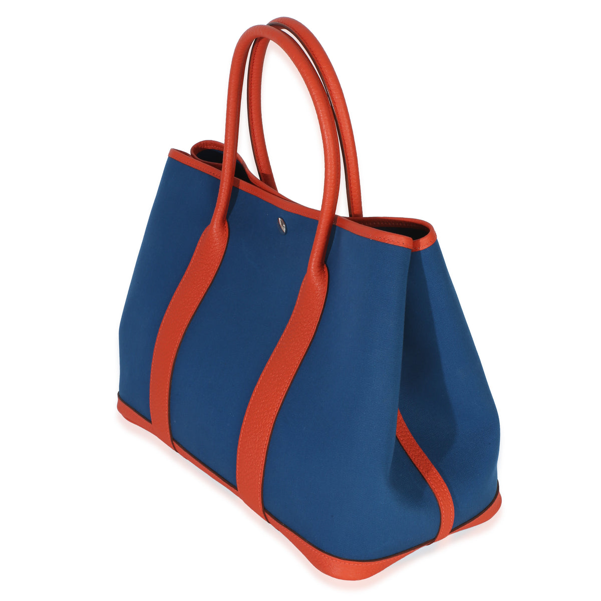 Hermès Bleu Outremer Capucine Toile Officier Vache Country Garden Party 36 PHW Handbag sv