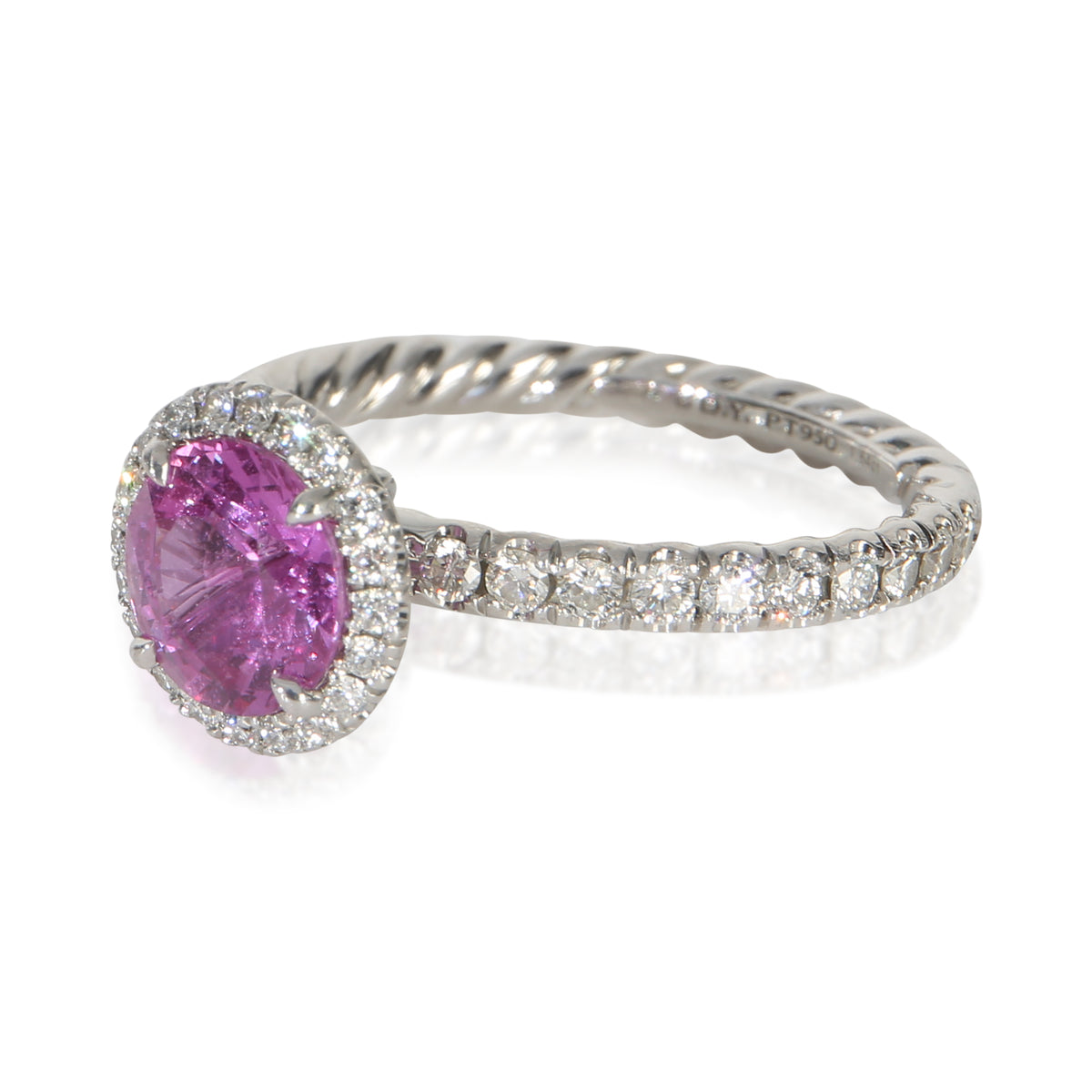 David Yurman 1.64 ct Round Sapphire and Diamond Eden Halo Engagement Ring sv