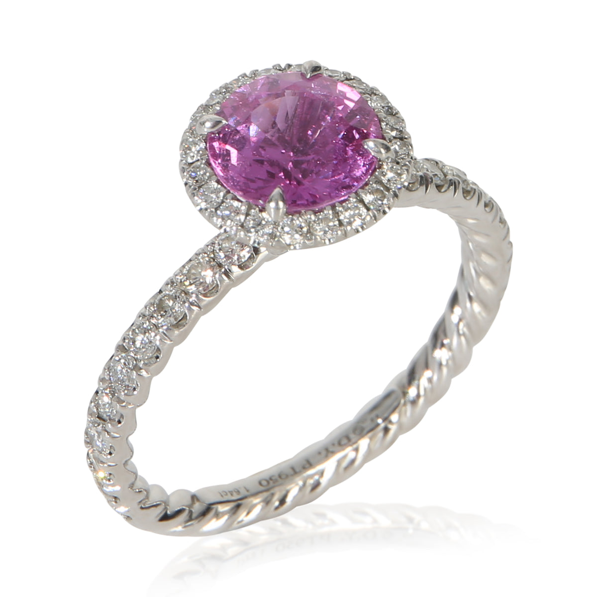 David Yurman 1.64 ct Round Sapphire and Diamond Eden Halo Engagement Ring bv