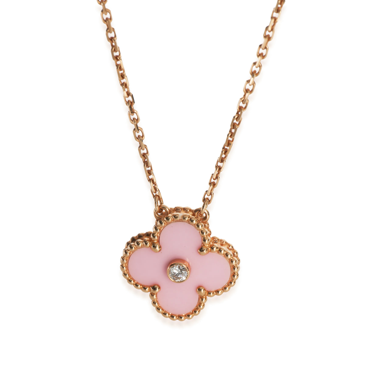 Van Cleef & Arpels Rose Gold Diamond 2015 Ltd Edition Vintage Alhambra Pendant fv