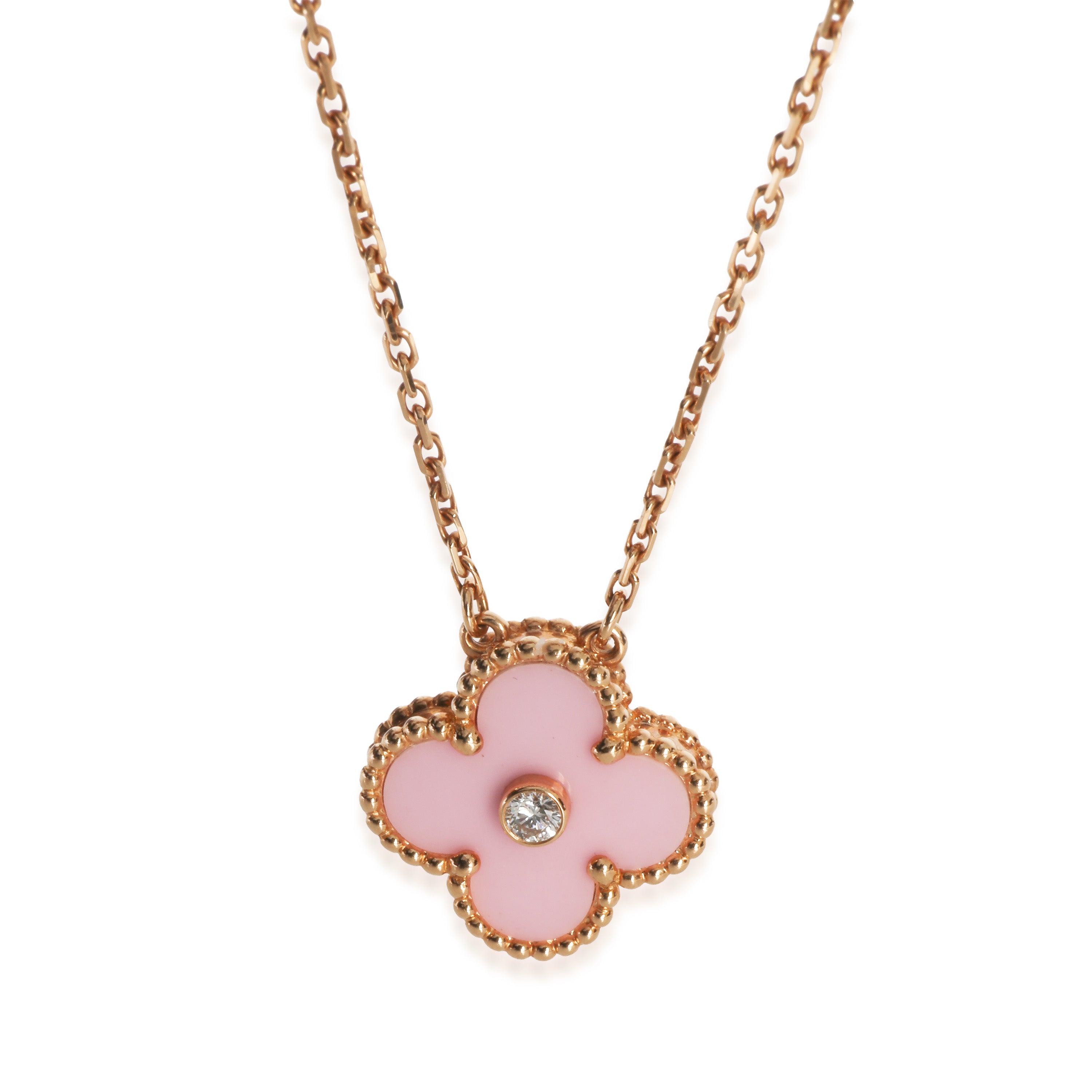 Van Cleef & Arpels Rose Gold Diamond 2015 Ltd Edition Vintage Alhambra Pendant fv