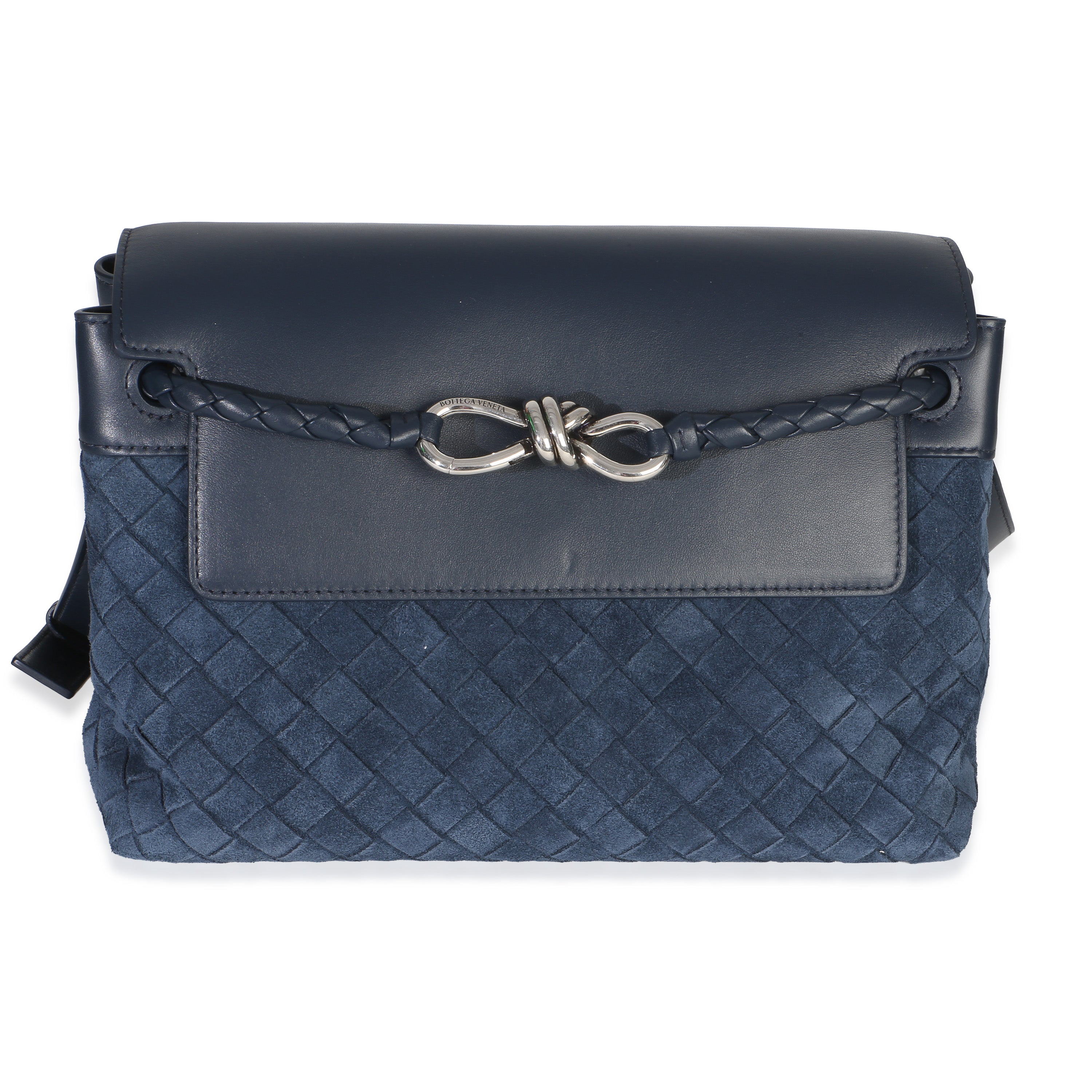 Bottega Veneta Neptune Intrecciato Suede Andiamo Messenger Bag Handbag fv